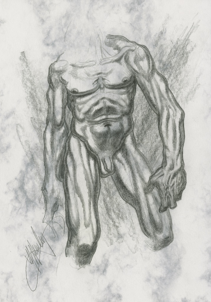 Simple Male Life Drawing Sketch with Realistic